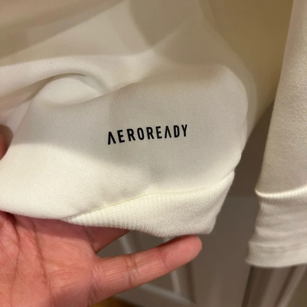adidas Women's Cream Hoodie with Black Details